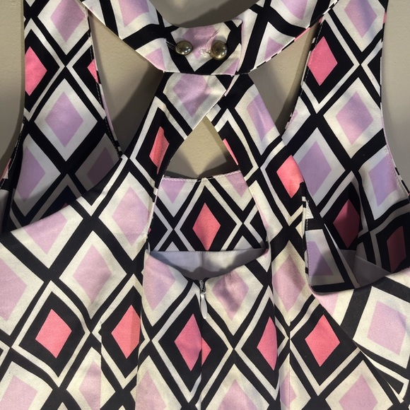 Preloved Gorgeous Leona Geometric dbl Layered Mini Dress Lilac and Pink size 4 - Picture 6 of 6